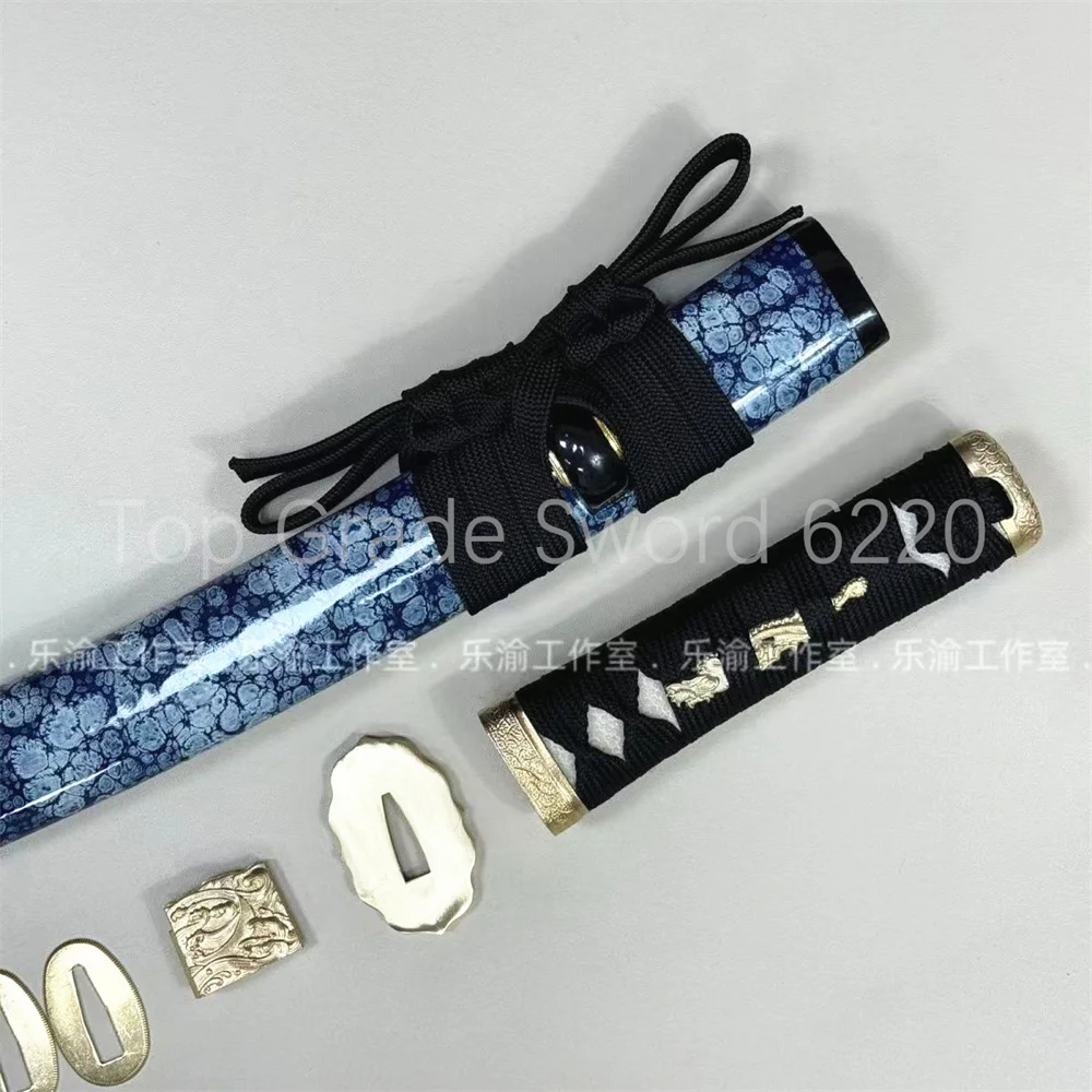 A Set Amazing Tsuka Handle Brass Tsuba Handguard Habaki Seppa Hardwood Sheath For Real Samurai Katana Tachi Sword Fitting Parts