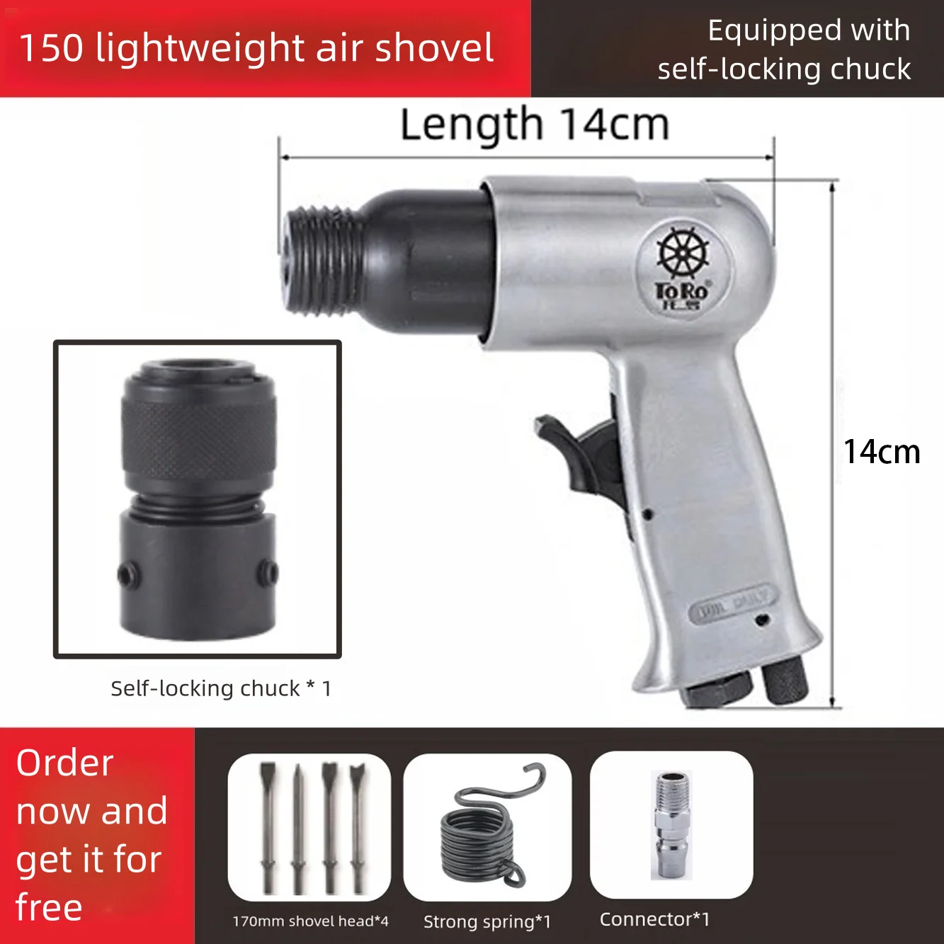 AhuHardware 150mm Air Hammer Industrial Air Shovels Set Mini Air Chisel Multifunctional Pneumatic Tool Hammer Drill image 3