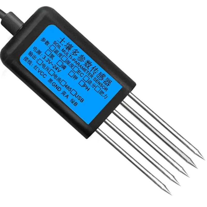 7-in-1 Soil Sensor for High Precision Agriculture - Moisture Temperature Humidity EC PH NPK Tester with 4-20mA 0-5V RS485 Modbus