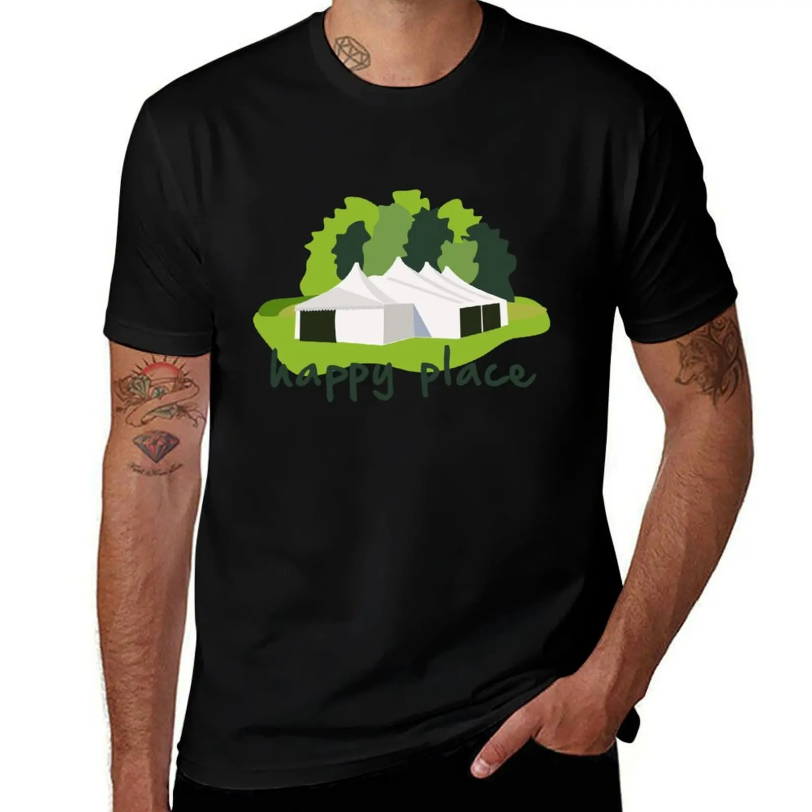 Happy Place Tent Illustration, The Great British Bake Off T-Shirt t shirt man luxury T-Shirt