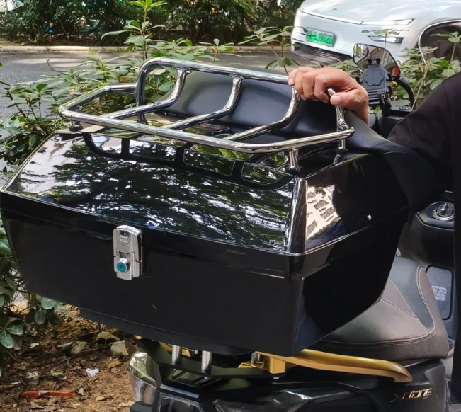 Large Capacity Moto Rear Trunk Box Stable Installation Safety Storage Helmet Box