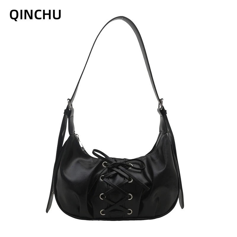 

QINCHU Butterfly Knot Women's Bag New PU Dumpling Bag Stylish Crossbody Bag