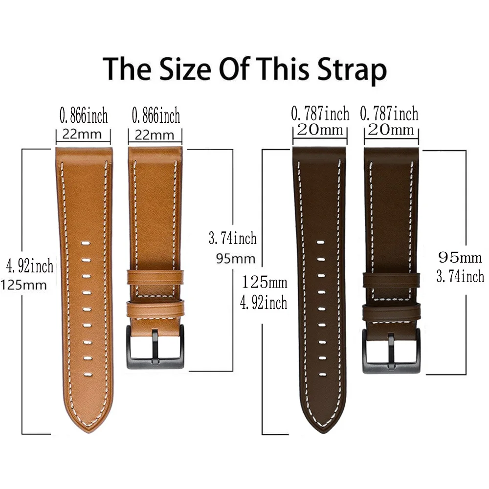 22mm cuir PU pour Samsung Galaxy montre 7 6 5 4 3 40MM 43MM 47MM Bracelet bracelets de montre pour Galaxy montre 46mm/Active 2 40mm 44mm