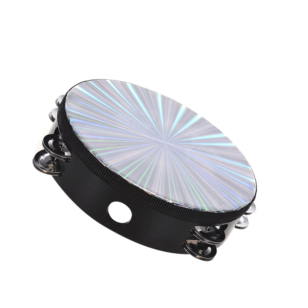 8 بوصة خشبية مشعة الدف Handbell طبلة يدوية مع صف مزدوج الأناشيد عاكس طبل رئيس آلة قرع موسيقية #6