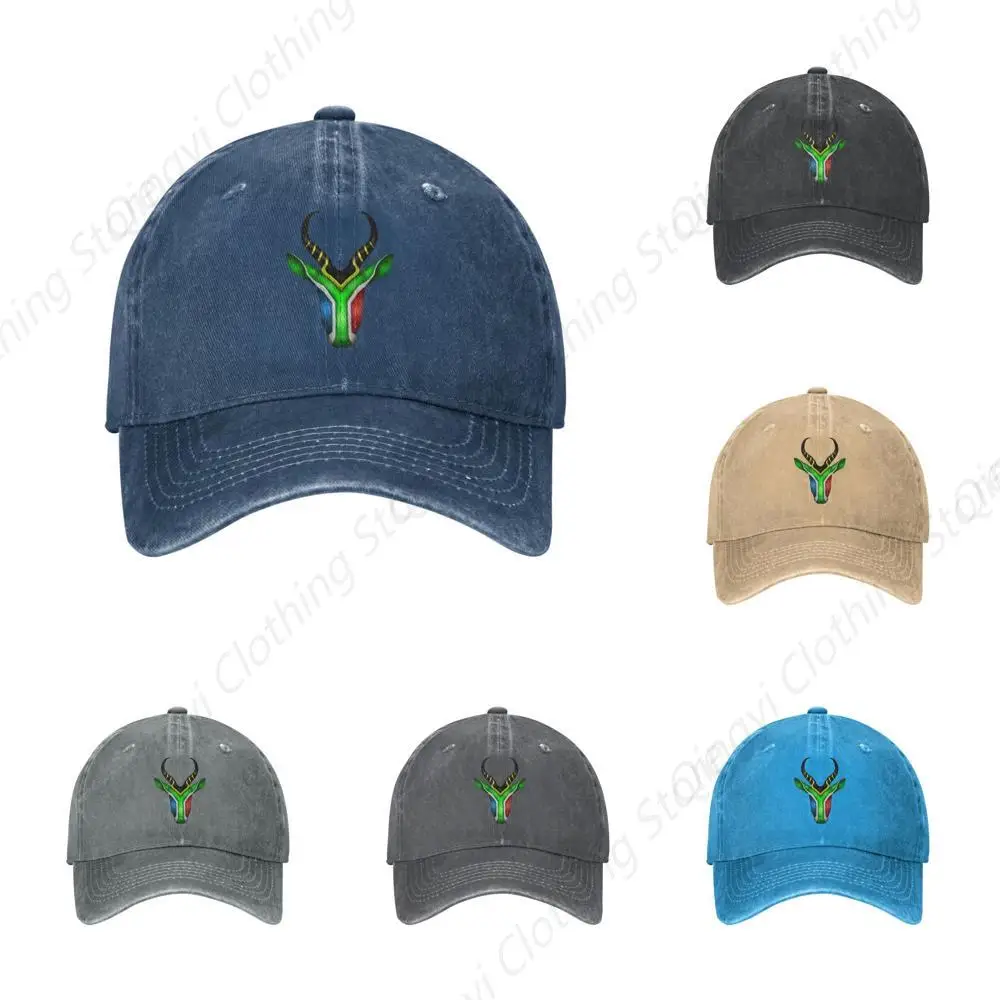 South African Springbok Vintage Cotton Unisex Baseball Cap Low Profile Dad Hat Adjustable for Men and Women Black