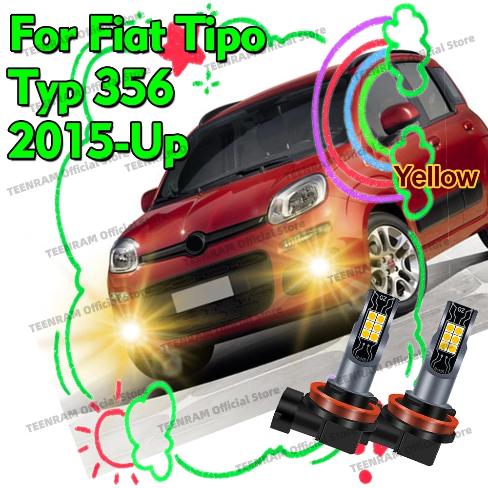 

2x LED H8 H11 Driving Fog Lights 3000K Yellow Auto Lamp Bulbs 12V For Fiat Tipo Typ 356 2015-Up Fiat Egea Dodge Neon Replacement
