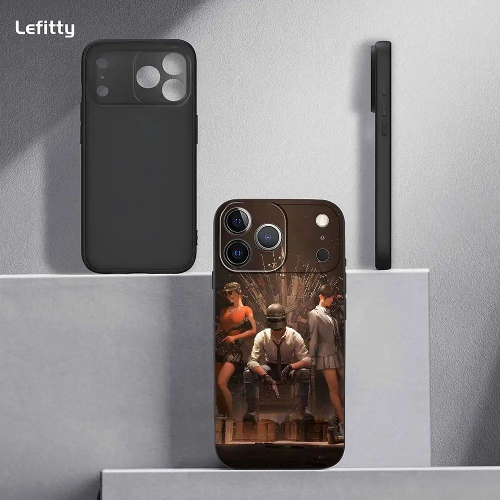 لعبة فيديو P-PUBG Battlegrounds جراب هاتف آيفون 17 16 15 14 13 12 11 Pro Max Plus Mini أسود متجمد لينة شل Funda