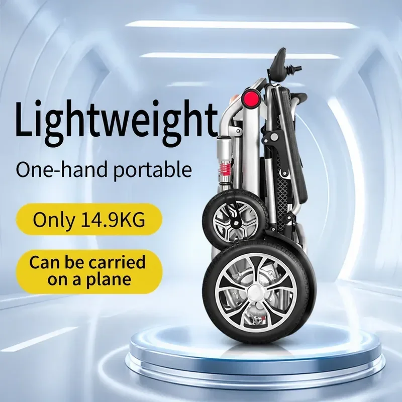 YAO Jiajia Shu Super Lightweight Electric Wheelchair Small Folding Intelligent Fully Automatic Portable Disability Scooter for