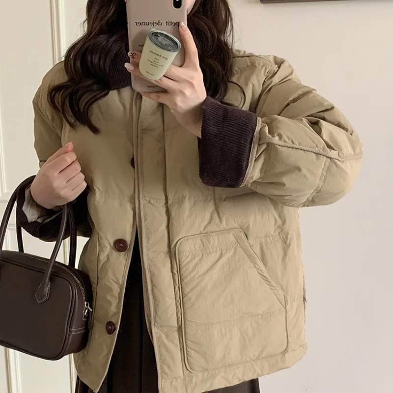 

Faionable Thiened ort Cotton Jaet Women's Loose Sle Korean Version Winter Outerwear Sli Knitted Coat