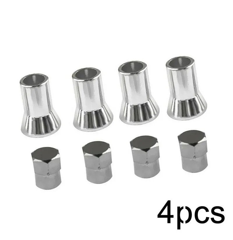 

4Pcs Tpms Car Wheel Tire Valve Stem Caps W/ Sleeve Covers Chrome American Auto Truck Air Port Dust Lids Universal Exterior Parts