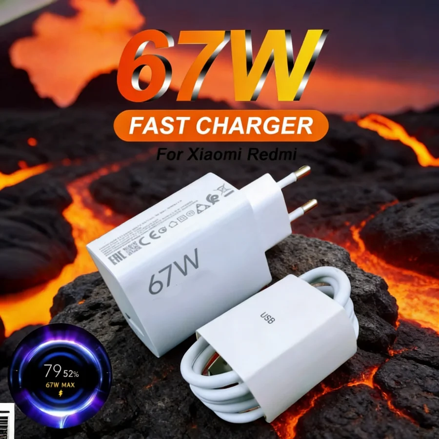 Original 100% 67W for Xiaomi EU Charger 6A Type C Cable Turbo Fast Charge for Poco X5 X4 M5S X3 Pro Redmi Note 12 13 12R 13R