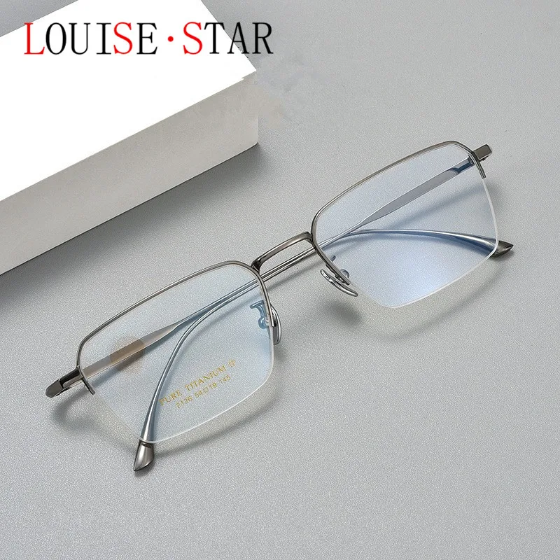 New pure titanium half frame male and female optical eyeglass frame prescription with myopia anti blue light gold black