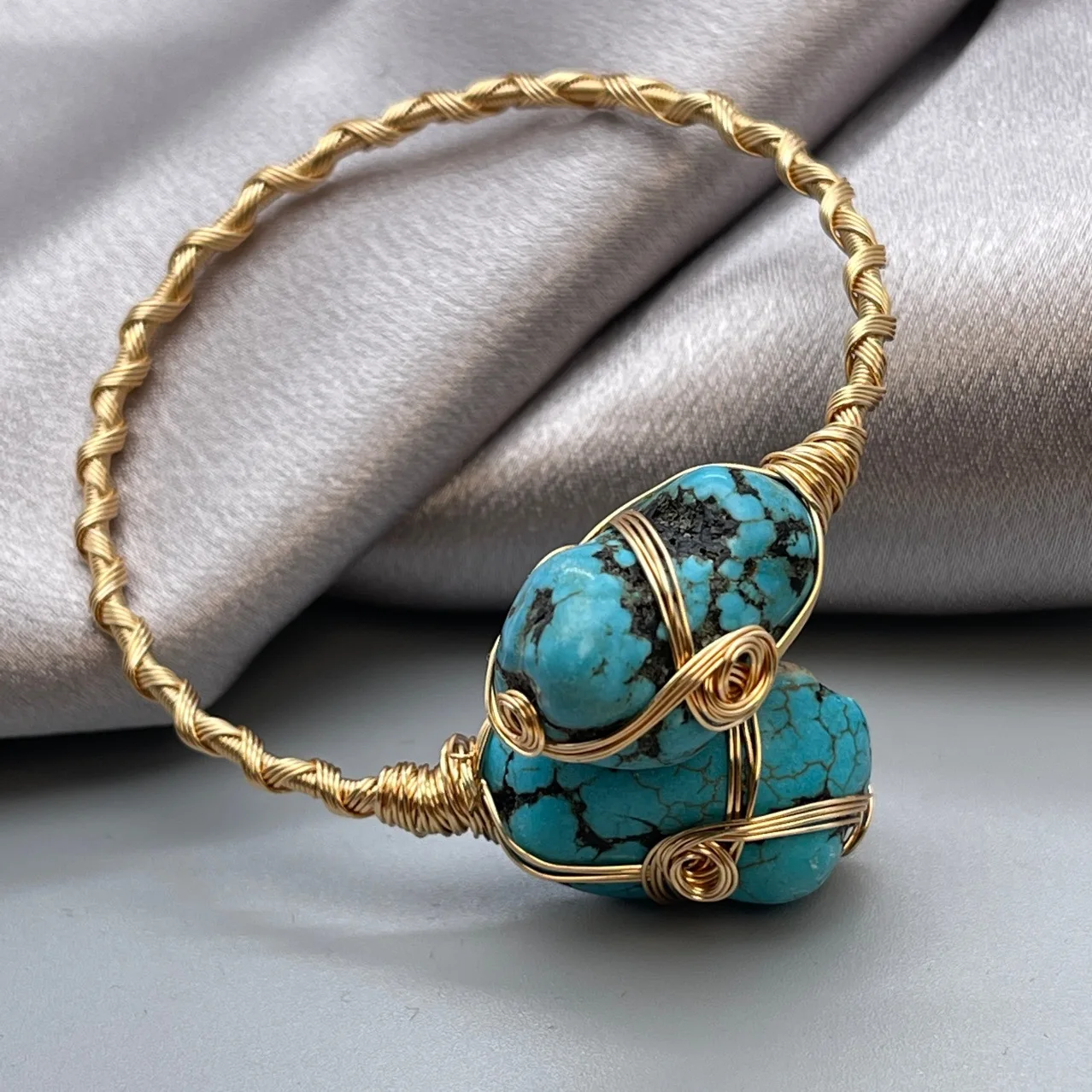 الفيروز سوار المنسوجة يدويا سوار غير النظامية الفيروز قابل للتعديل سوار للنساء البوهيمي خمر الرجعية الإسورة مجوهرات #3