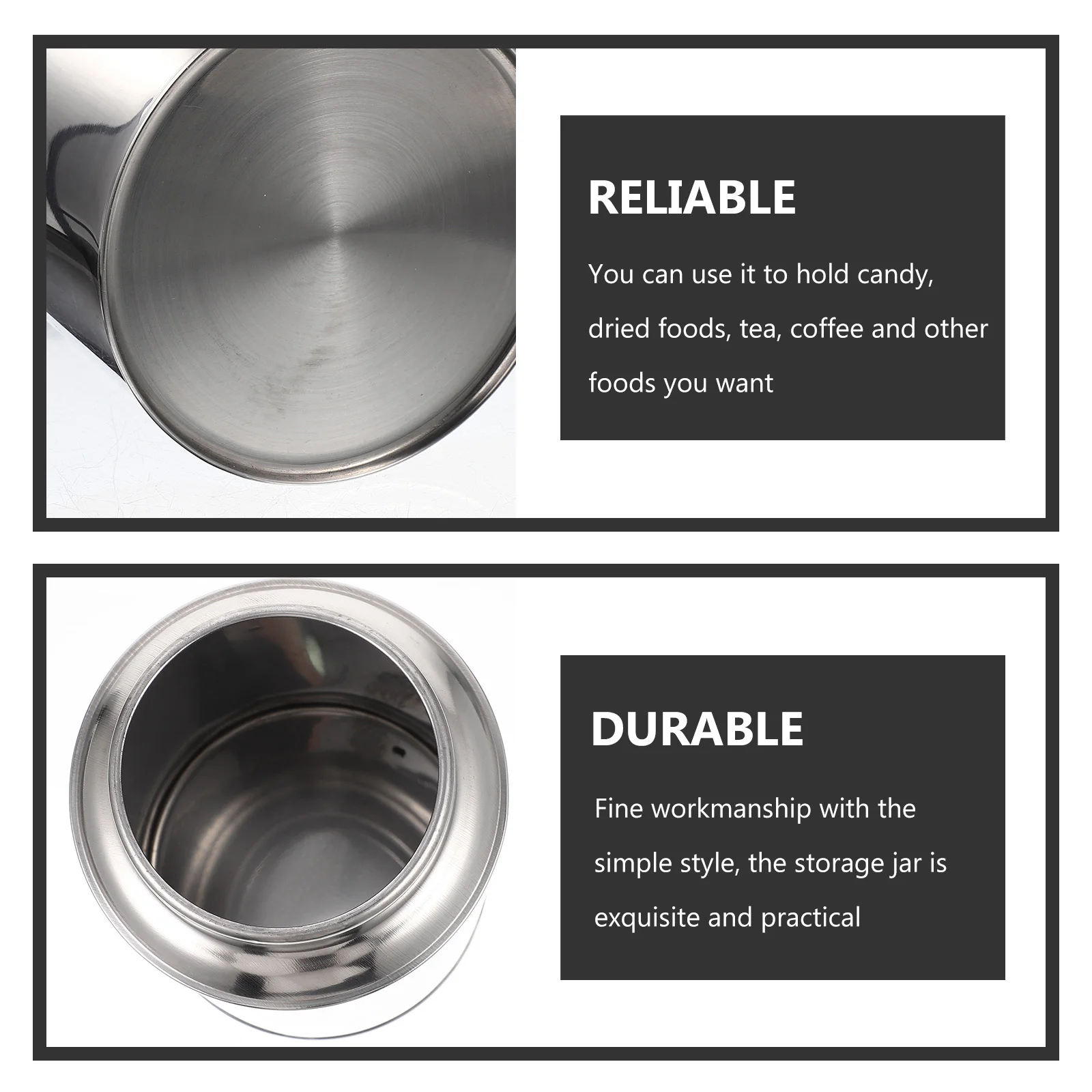 

Stainless Steel Tea Canister Coffee Sugar Household Storage Jar Airtight Food Container Kitchen Home Office Multi-Function