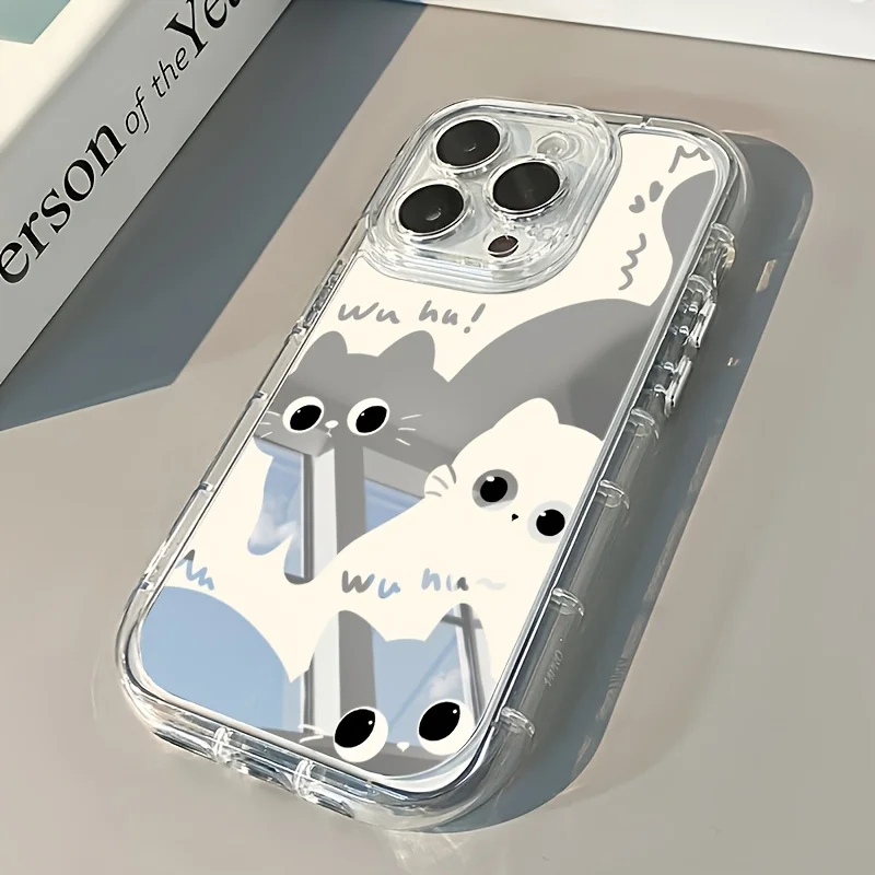 Cute Cartoon Cat Pattern Back Mirror Phone Case For IPhone 13 Cases IPhone 11 17 12 14 15 16 18 Pro Max XR X XS 7 8 Plus Cover