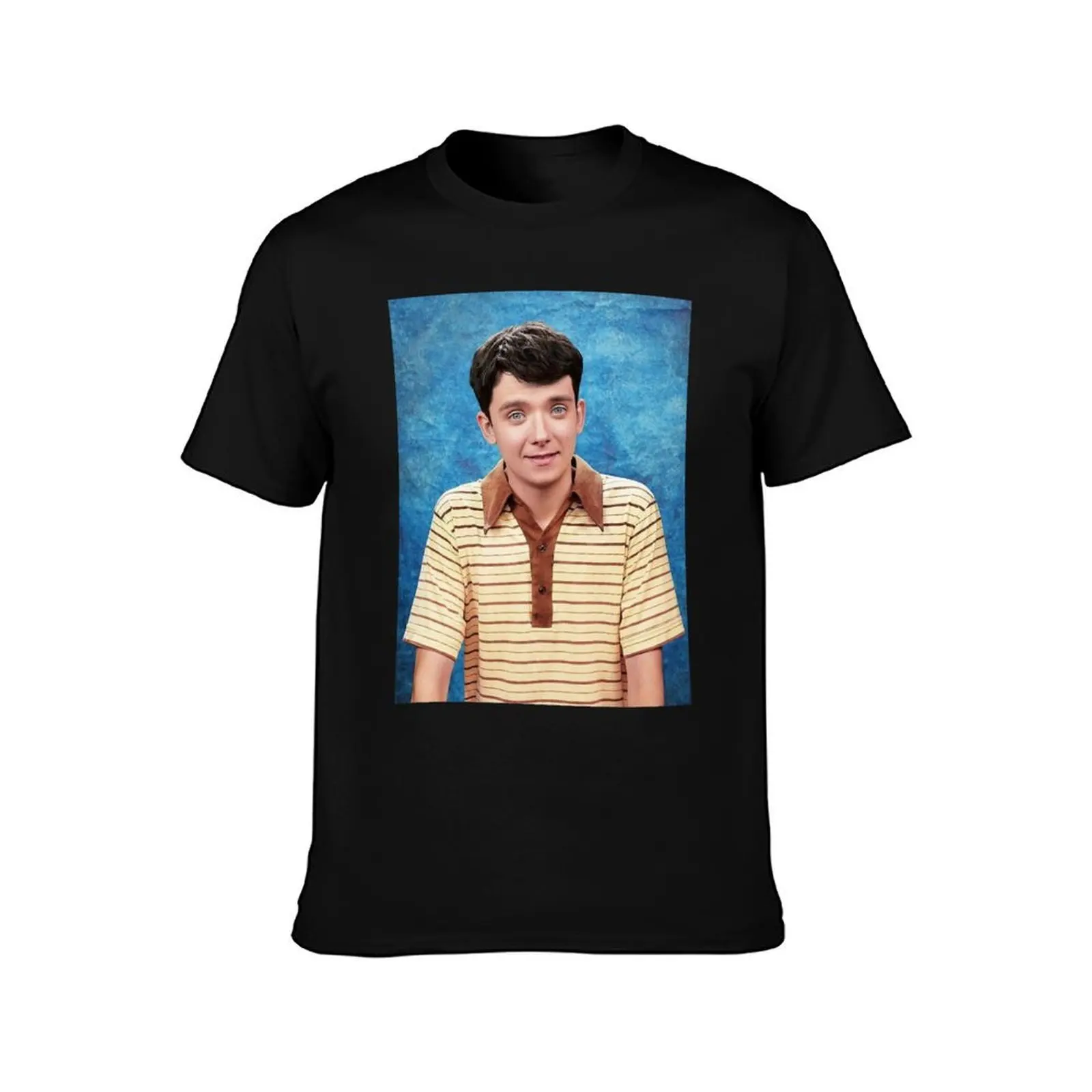 asa butterfield T-Shirt, Summer Casual Cotton Tee, Oversized Streetwear Tops, Vintage Graphic Print, Loose Fit Short Sleeve