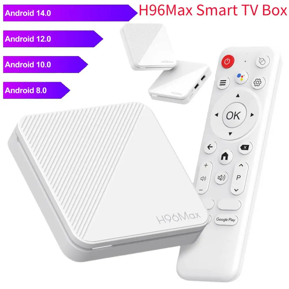 H96Max Android 14 TV Box 4K 2GB RAM 8GB/16GB ROM HD Media Player WiFi BT Quad Core Video Set Top TV Box H313 Android TV Box