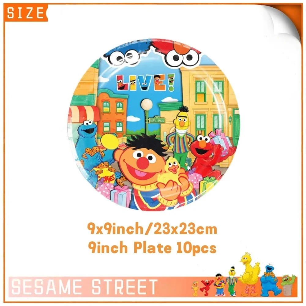 Sesames Cartoon Streeted Geburtstagsparty Dekoration Geburtstagsballon Tischdecke Becher Teller Kuchenform Baby-Shower Kinderparty Zubehör – Detail 9