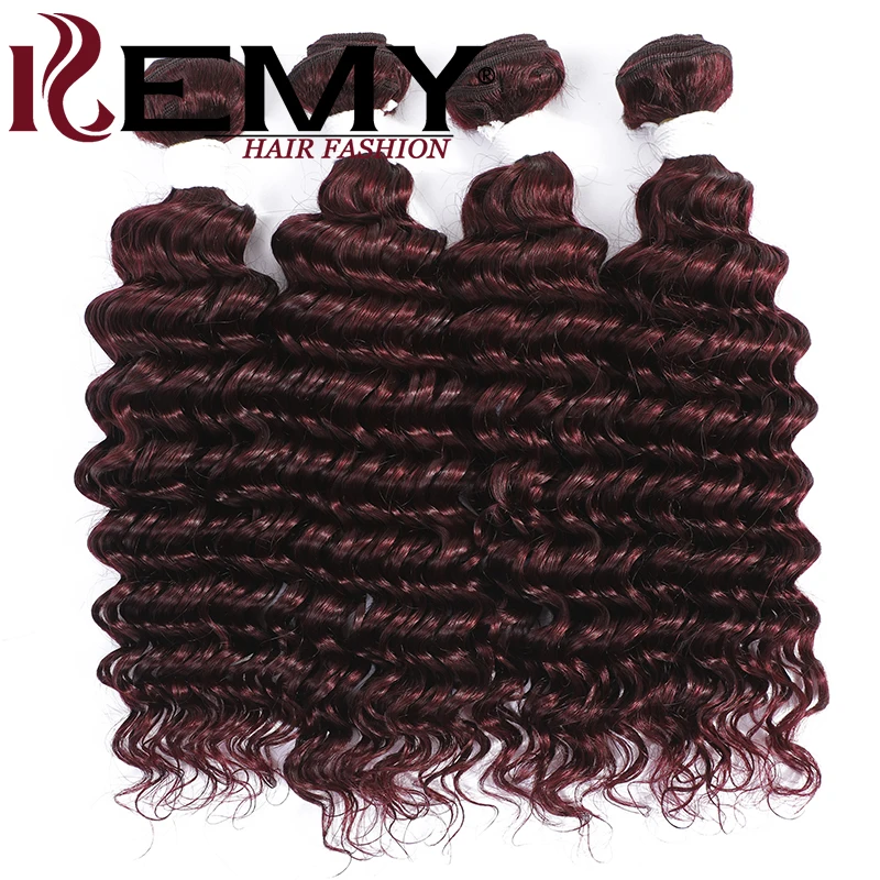 Brazilian Deep Wave Cabelo Humano Pacotes, Colored Weave Bundles, Remy Hair, 99J, Vermelho, Mel Loiro, Ofertas, 1 Pc