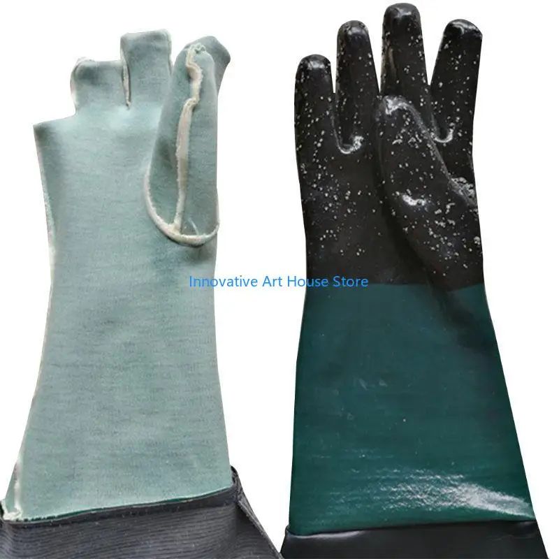 E1PC Rubber Sand Sandblasting Gloves For Sandblast Cabinets Safety