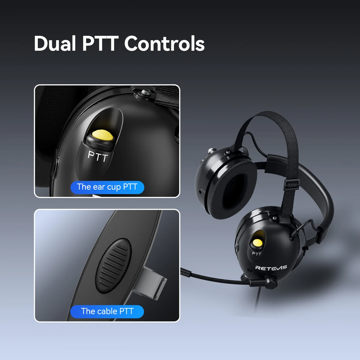 Retevis EHK015 EHK016 ANC Kopfhörer 2Pin Active Noise Cancelling Walkie Talkie Headset Radio Zubehör für Retevis H777 RT3S – Detail 12