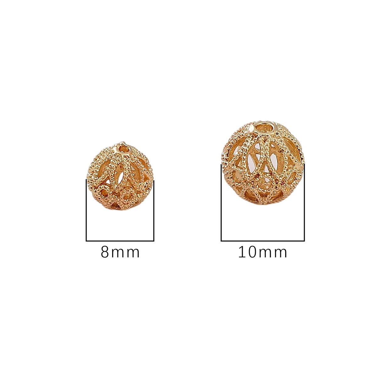 1pcs 8/10mm 14K Gold Plated Brass Hollow Ball Beads Loose Beads for Earring Bracelet Necklace Jewelry Making Accessories