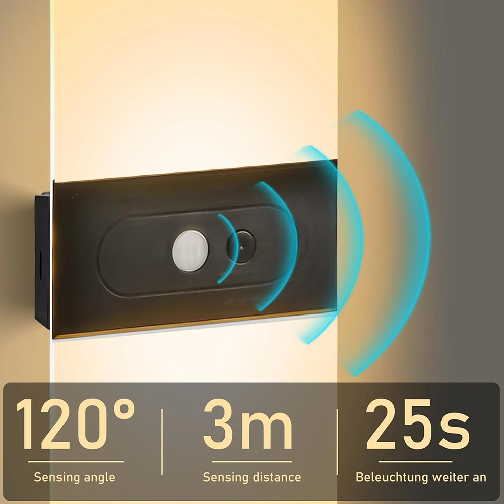Набор из 2 настенных бра, светодиодный светильник с датчиком движения для использования в помещении, перезаряжаемый на 1200 мАч для прихожей, лестницы, шкафа на крыльце, современное бра