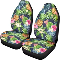 Tropical Flowers Pineapple Print Car Seat Covers Full Set of 2 Piece, High Back Universal Comfortable Bucket Auto Se