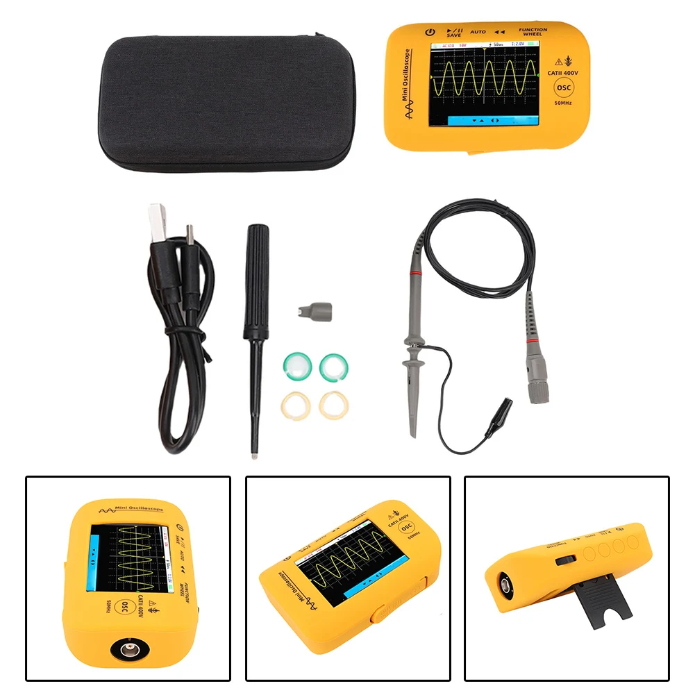 OT4 Digital Handheld Oscilloscope 50MHz 200MSa/s 2.8 inch Color TFT Screen Data Hold Function for Circuit Analysis