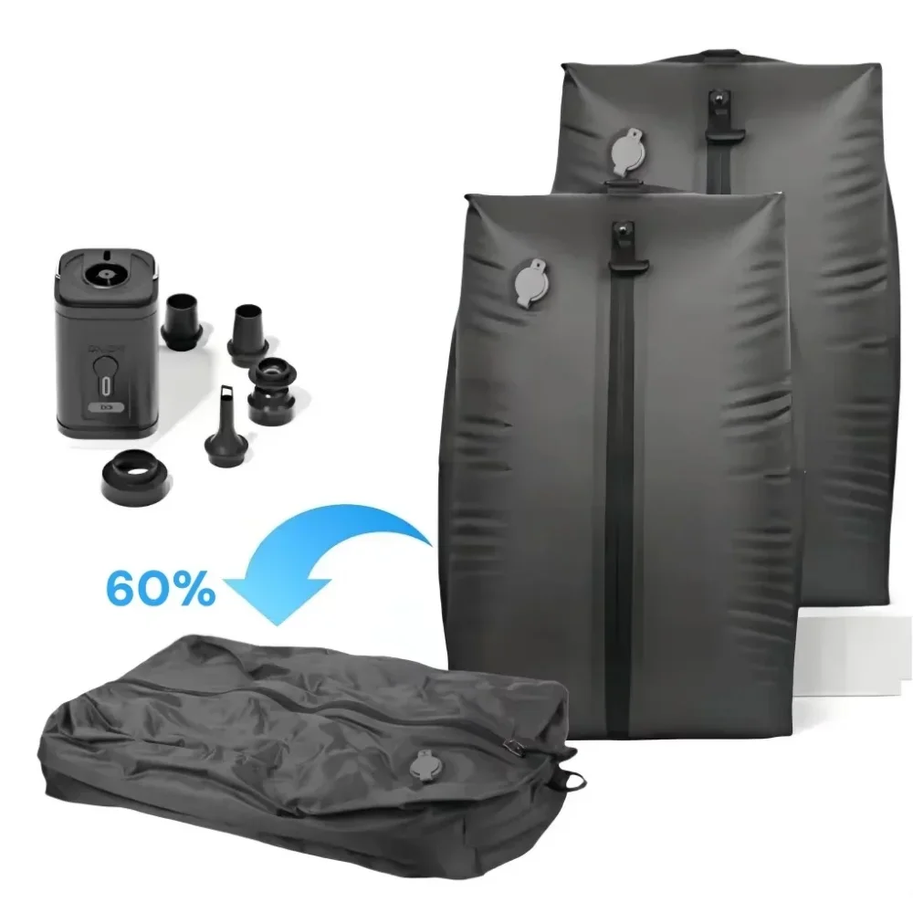 Bolsas de Almacenamiento al Vacío para Viaje, 9L-41L, Bolsa de Vacío Reutilizable para Ropa, Bolsa de Compresión Plegable para Exteriores con Bomba de Aire