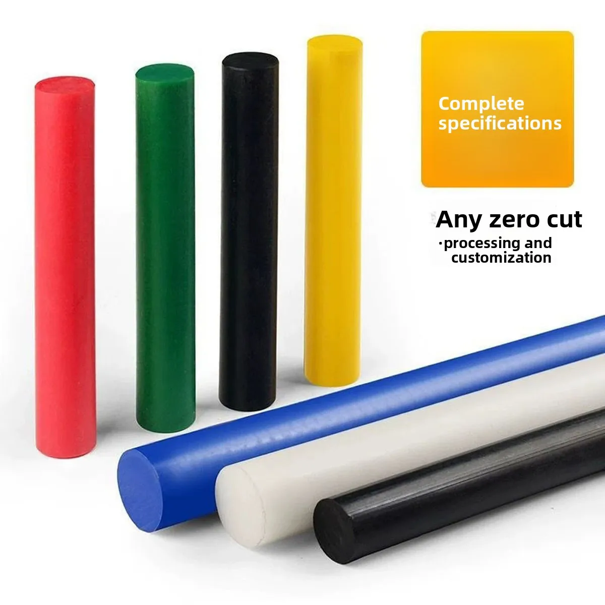Custom Color HDPE Solid Round Bar, High Molecular Weight Wear-resistant Polyethylene Rod & Nylon Rod Custom Cutting