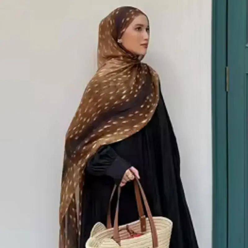 

Модные хиджабы в богемном стиле с принтом, шарфы из модала и вискозы для женщин, мусульманские акварельные шали, мягкие исламские тюрбаны, платки для Рамадана