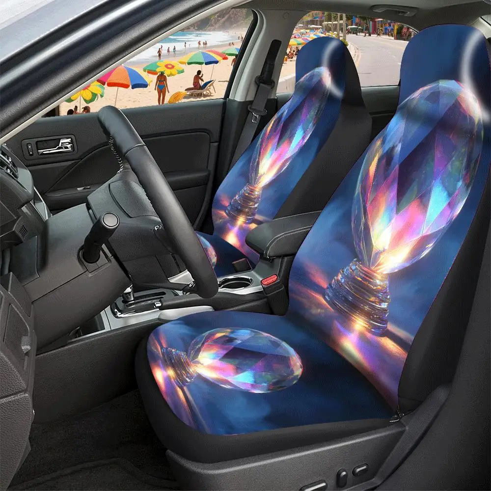 These Car Seat Covers Made Of Waterproof Polyester Feature A Geometric Pattern With Crystal Spheres And Glowing Lights, Making T