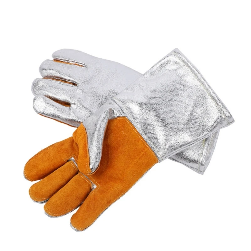 Aluminized Gloves for Welding Baking Kitchen Oven Thickend Glove Thermal Insulating Gloves Leather Safety Work Gloves