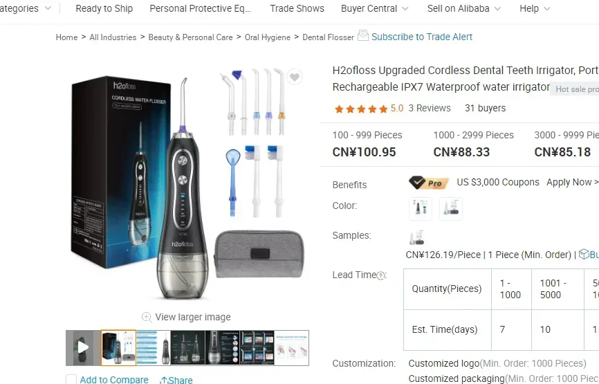 H2ofloss Water Flosser Professional Cordless  Oral Irrigator with Waterproof Design and 5 Modes/Electric scaler/oral irrigatorr