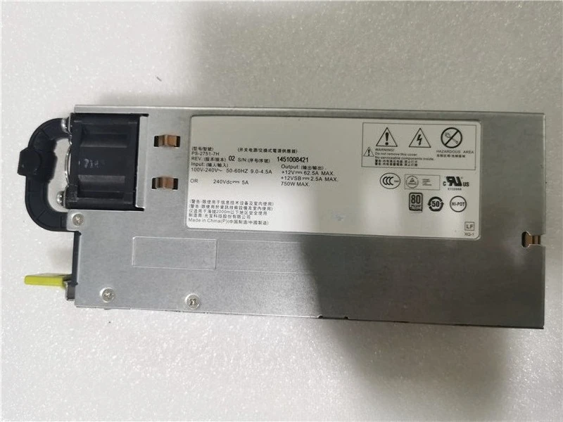 750W Hot Swap Server Power Supply Module PS-2751-2F-LF Compatible With RH2285 RH2288 1288 V2 V3 Server