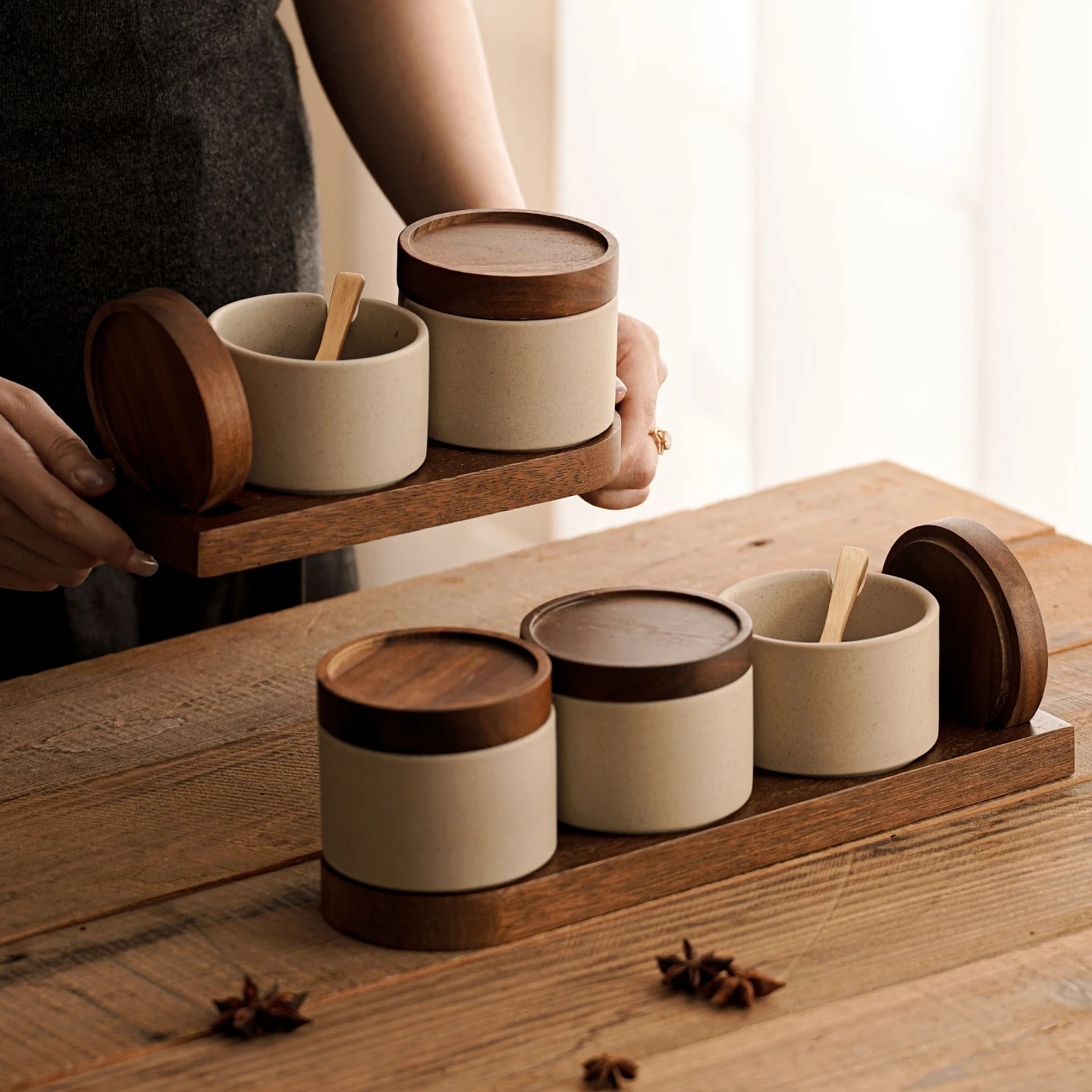 Ceramic Storage Jar Household Kitchen Container For Chili Salt MSG Hotel Restaurant Spice Box