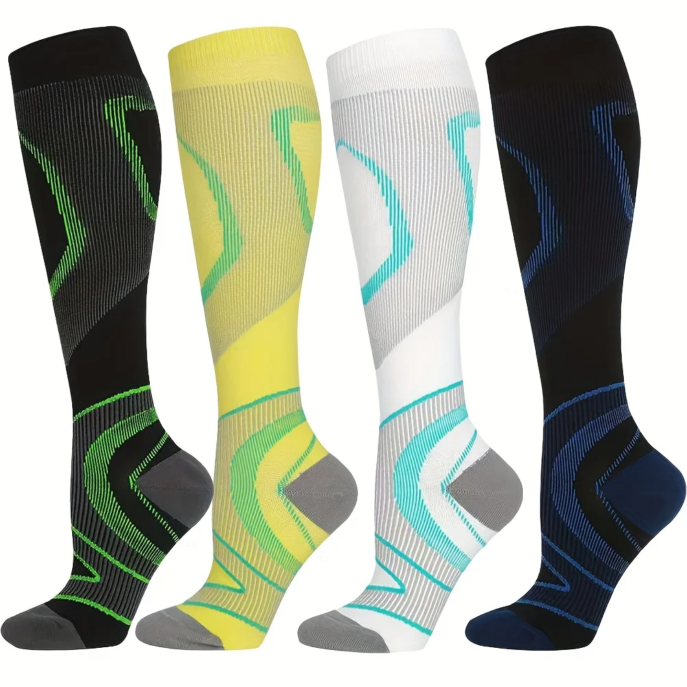 

4-Pack High Elasticity Professional Compression Socks,Unisex Breathable Calf-Length Sports Socks,Warm Anti-Slip Support Style