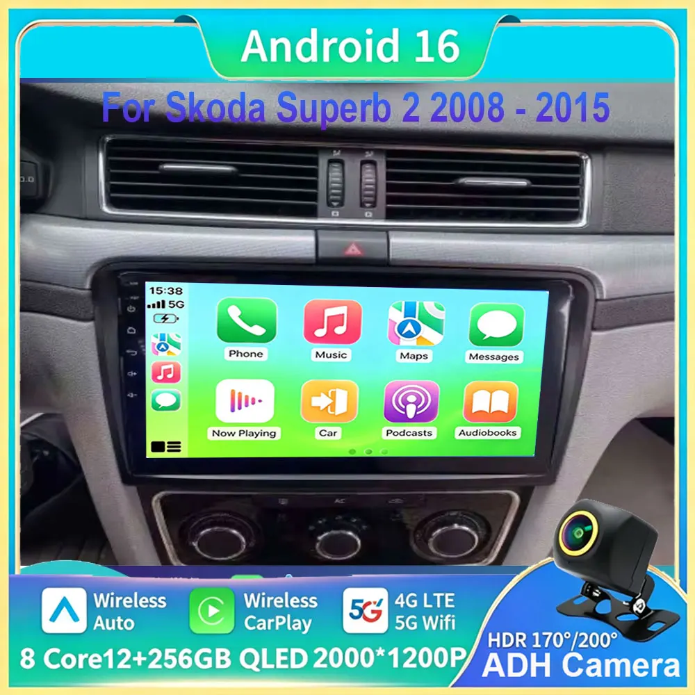 10'' Android 16 für Skoda Superb 2 2008 - 2015 Auto-Multimedia-Radio-Player GPS-Navigation DSP-Stereo Bluetooth Wireless Carplay