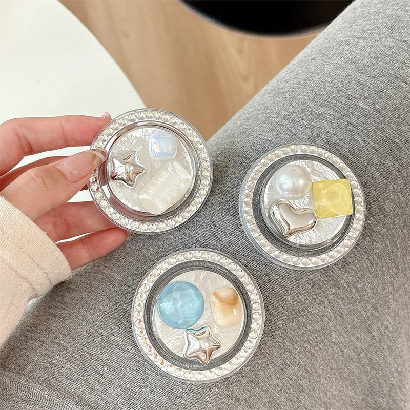 الكورية جوهرة ستار الحب حجر الراين اللؤلؤ الدائري الإبداعية الهاتف حامل مغناطيسي آيفون سامسونج Griptok قبضة توك دعامة حامل