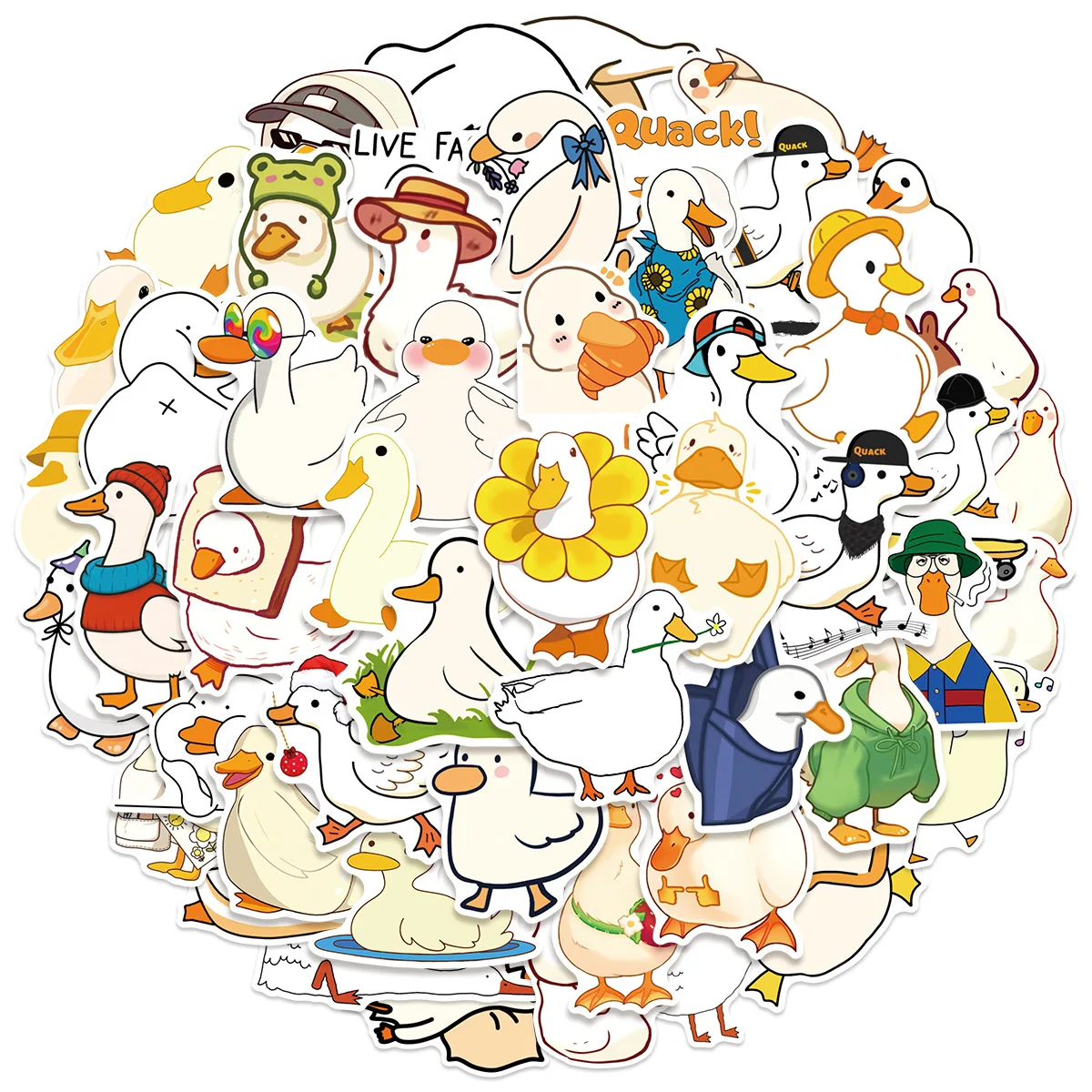 

50PCS Cute Duck Cartoon Stickers White Animal Meme Graffiti Decoration DIY Kids Toys Laptop Guitar Car Bike Skateboard Decals