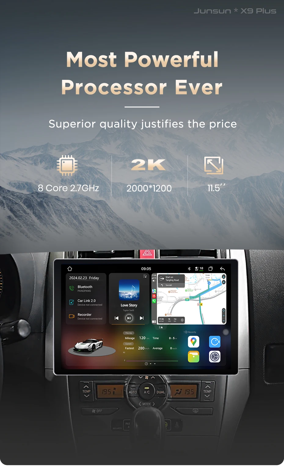 Junsun 7870 2K Wireless CarPlay Android Auto Radio für Toyota Auris E150 2006 2007-2012 GPS-Navigationsgerät 4G DSP DTS 360 FM – Detail 4