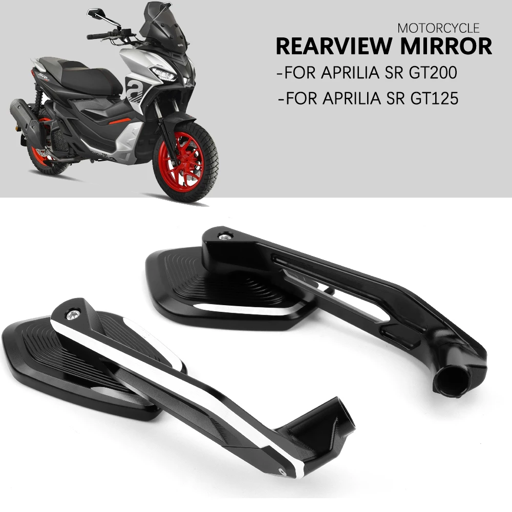 Motorcycle Accessories NEW Rearview Mirror For Aprilia SRGT200 SR GT 200 Side CNC Rear View Mirror FOR Aprilia SRGT125 SR GT 125