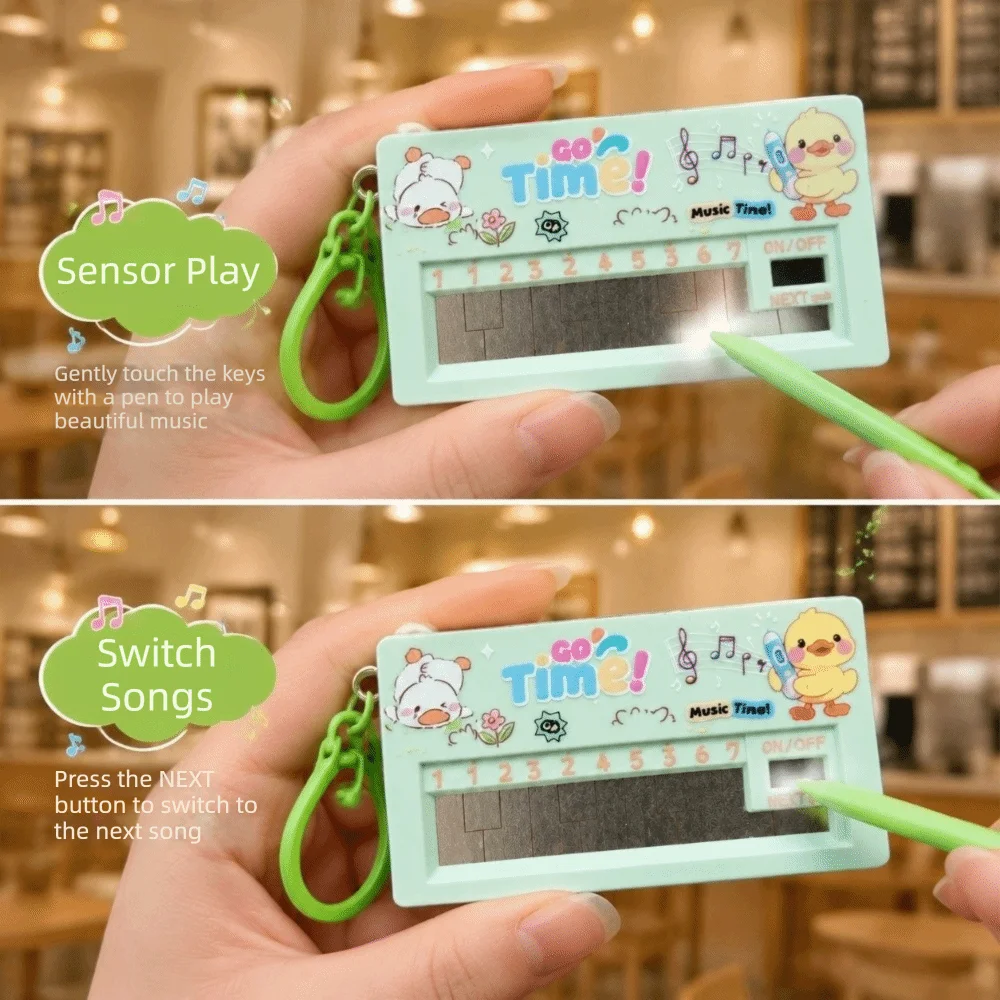 Multicolor Electronic Piano Keychain Induction Rod Novelty Electronic Piano Keyring Cute Cartoon Animal Electronic Piano Pendant