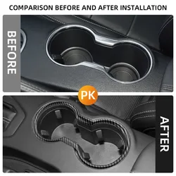 Cup Holder Cover for Ford Mustang 2016 2017 2018 2019 2020 2021 2022 Car Accessories Carbon Fiber Interior Trim Molding