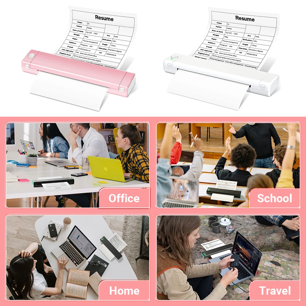 Portable A4 Paper Inkless Thermal Printer Durable Mobile Printing Machine For Photo Journal