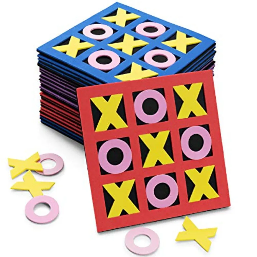 Tic Tac Toe Game Pack of 24 5"x5" Foam Tic-Tac-Toe Mini Board Game - Bulk Toys for,Birthday Party Favors, Birthday Goody Bag St view 5