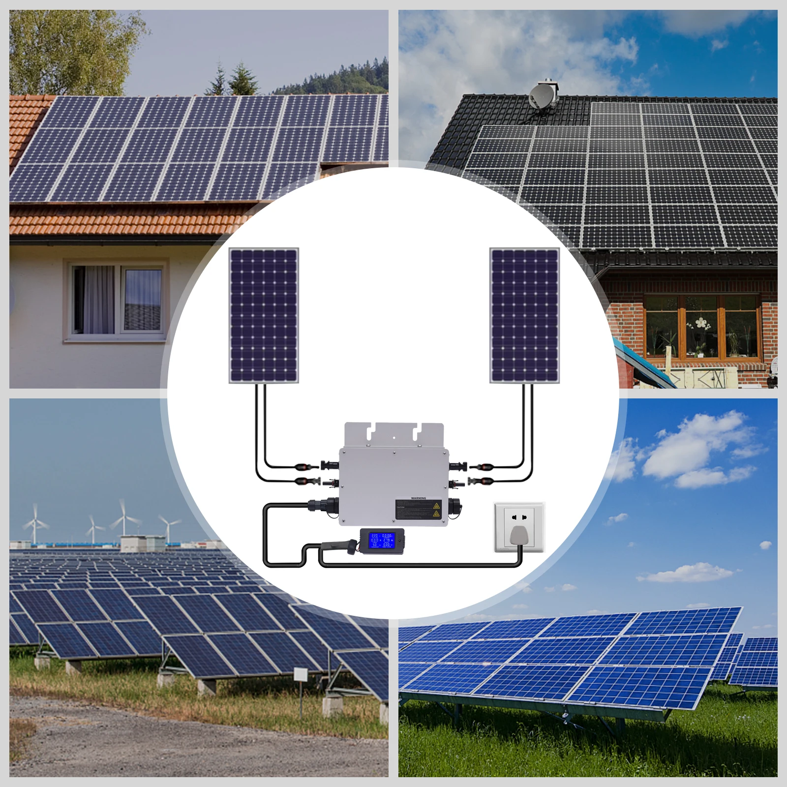 

700W IP65 Waterproof Solar Grid Tie Micro Inverter Self Cooling DC30V 36V 54V Input Fit Solar Panel And Storage Battery AC110V Output Home Solar Power Converter