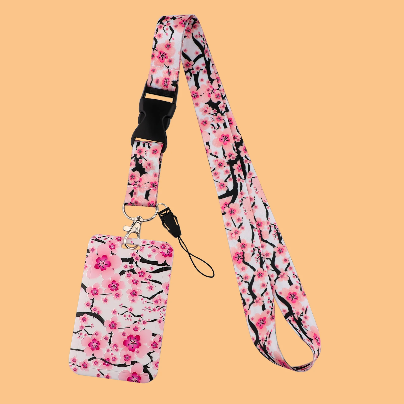 

Sakura Cherry Blossom Buckle Lanyards Flower Neck Strap for Phone Strap Lanyard for Key ID Card Gym USB Badge Holder Neckband