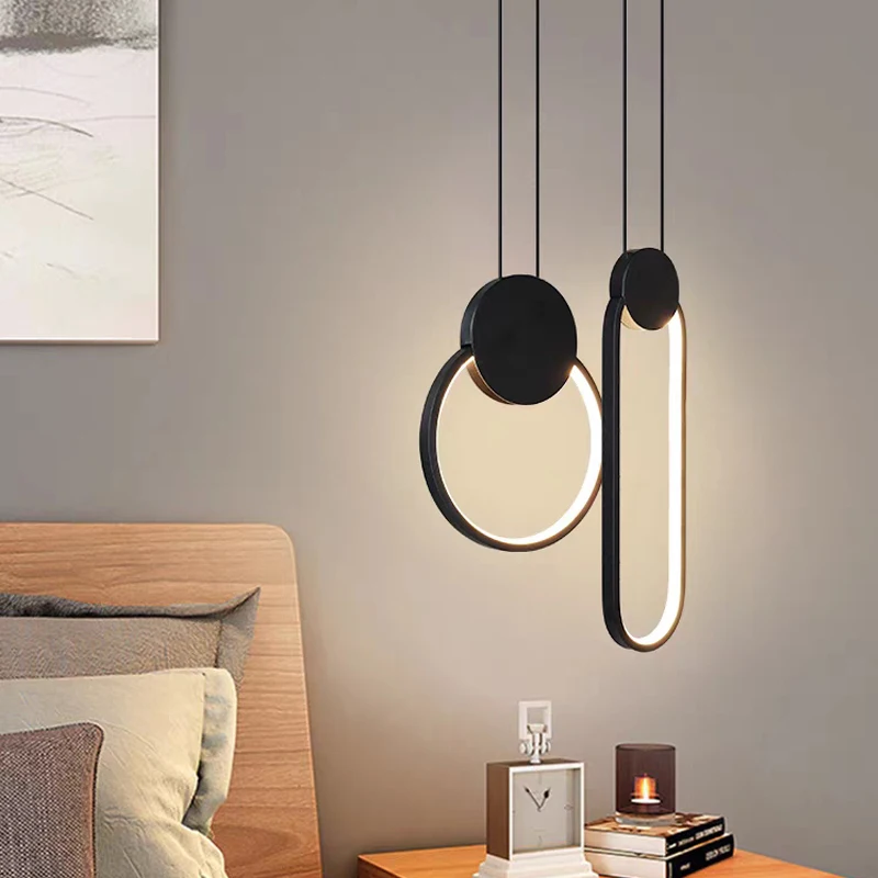 Aluminum Body LED Pendant Light Black Indoor Modern Chandelier Hanging Lamps For Bedroom Restaurant Living Rooms Lighting 2024